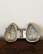 Strawberry pewter ice cream mould on wooden background