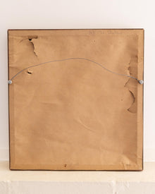 Back of a painting with signature and date on a beige background