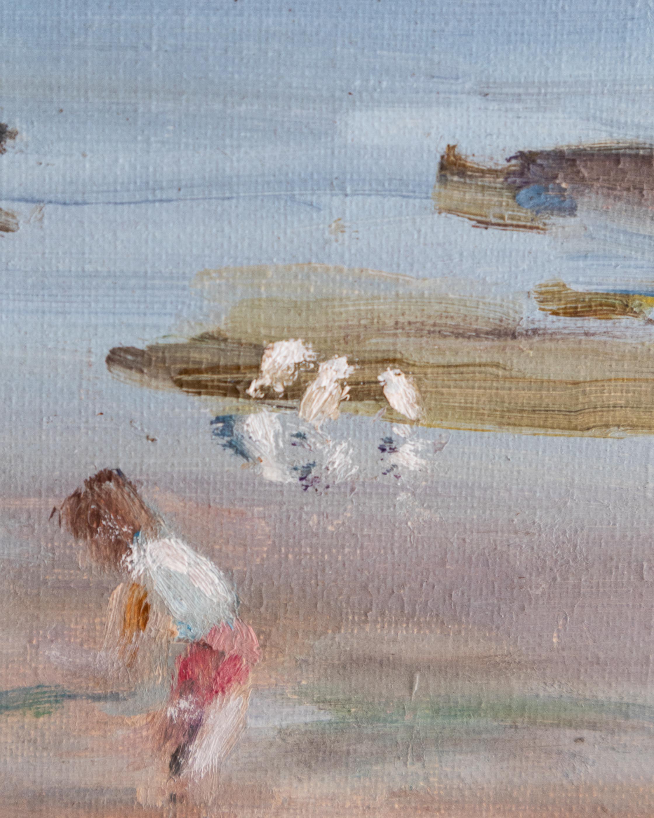 Abstract painting with brush strokes on a textured surface