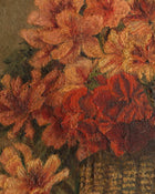 Close-up of a painting of flowers with a textured surface