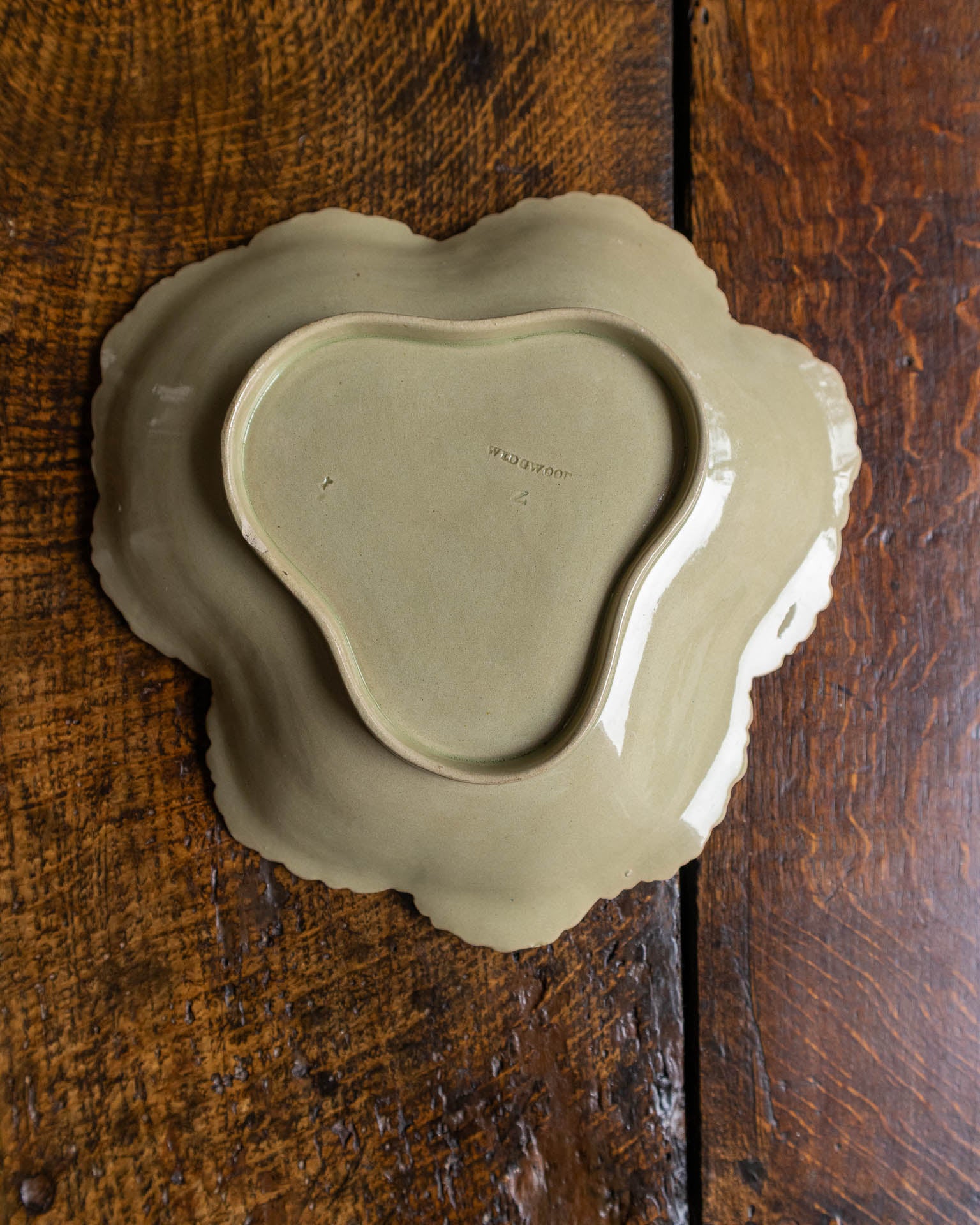Wedgwood ceramic dish on a wooden surface