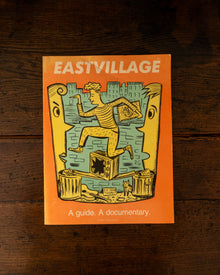 Book cover of 'Eastvillage' with illustration on an orange background