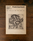 Back cover of Frank Auerbach art exhibition catalogue with abstract drawing on a wooden surface